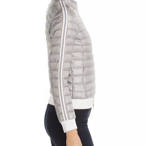 Herno Striped Sleeve Short Down Bomber Jacket - Picture 7 of 9